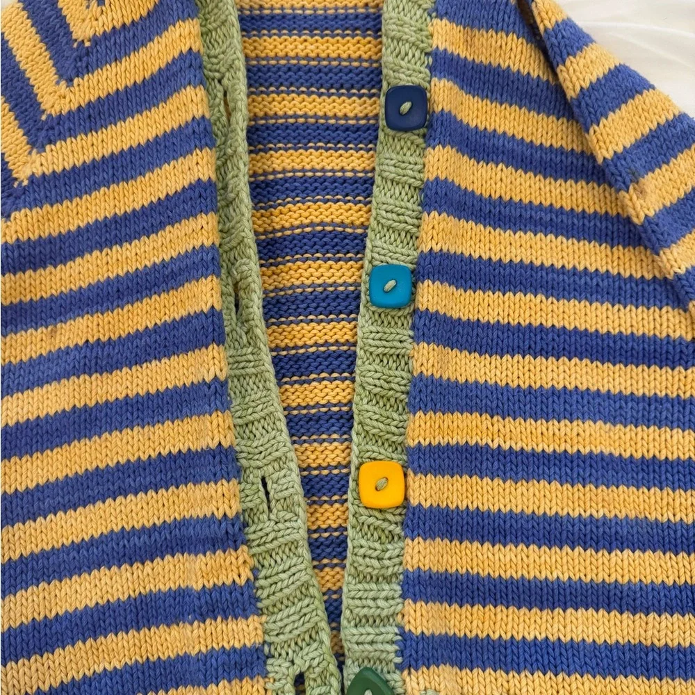 Toddler Boy Striped Hooded Cardigan with colorful buttons